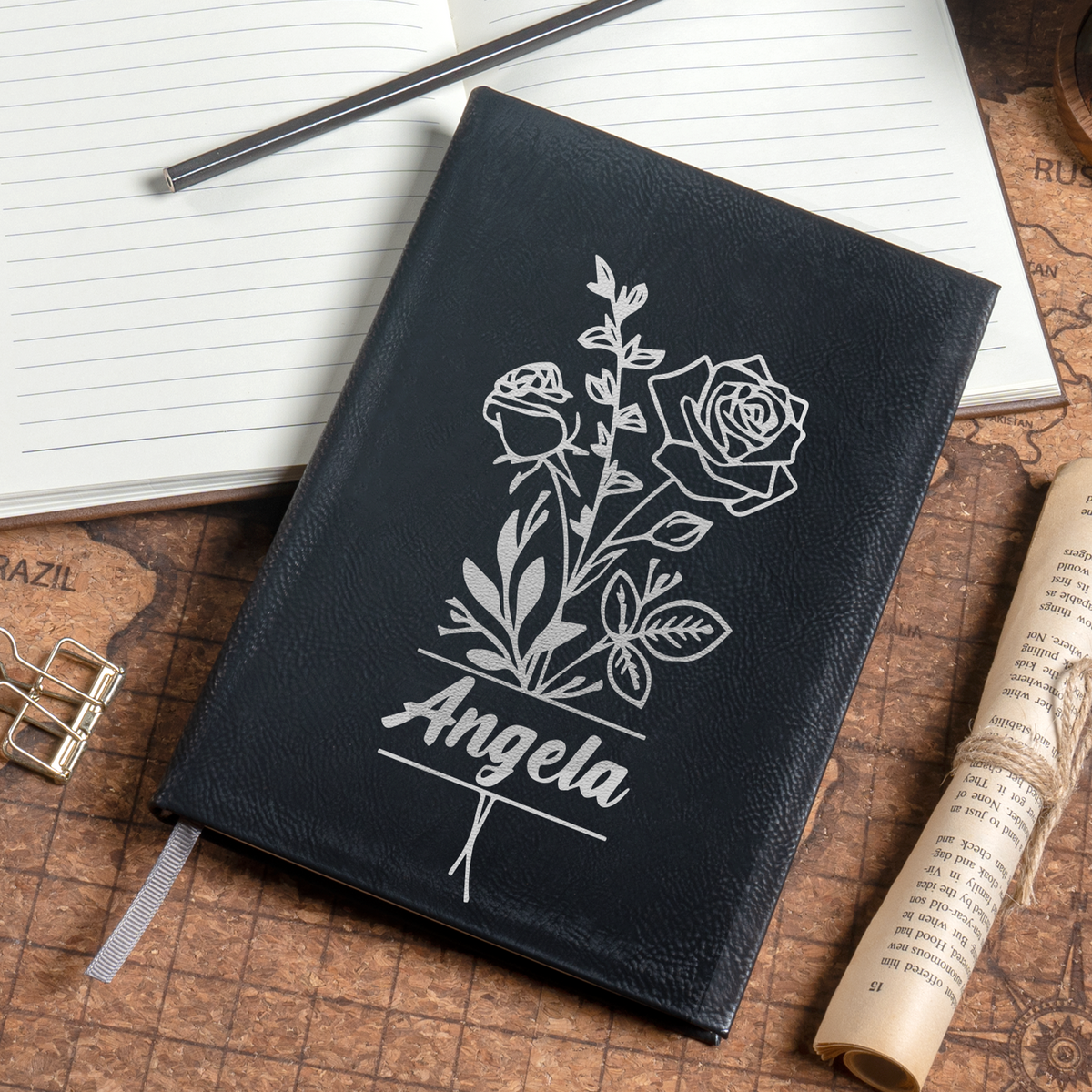 Black to Silver Laserable PU Notebook