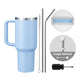 Pastel Blue to Silver Glow in the Dark Stainless Steel Tumbler with Removable Handle (40oz)