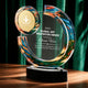 Colored Swirl K5 Crystal Trophy with Marble Base