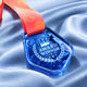 Geometric Blue Colored Glass Medal