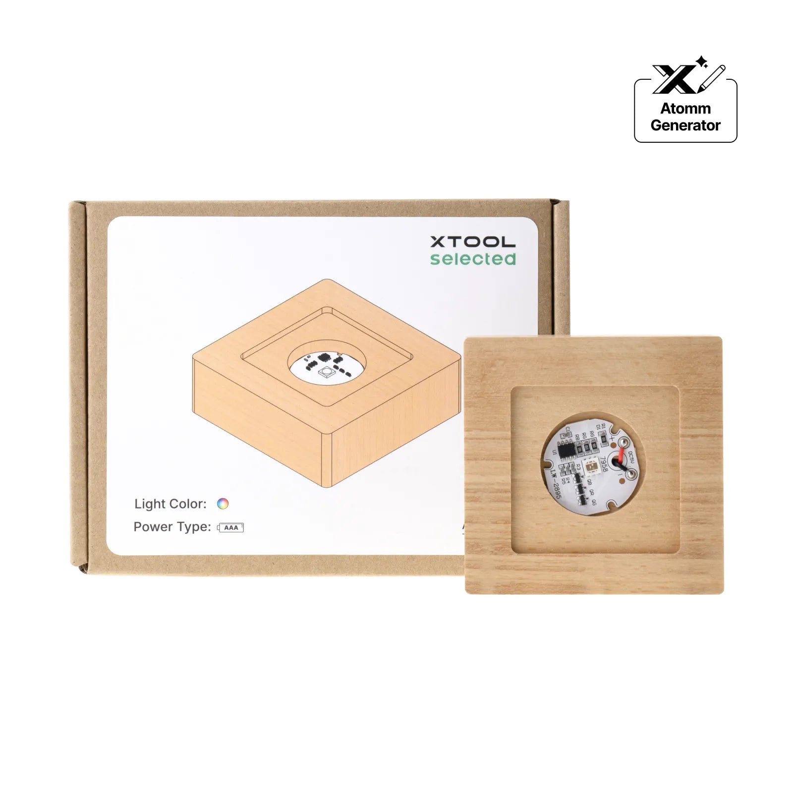 Square beech wood 7 color led light base with groove 07