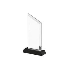 Trapezoidal ultra clear crystal trophy with marble base 01 medium