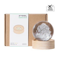 Xtool light base for 3d crystal round rubber wood battery medium