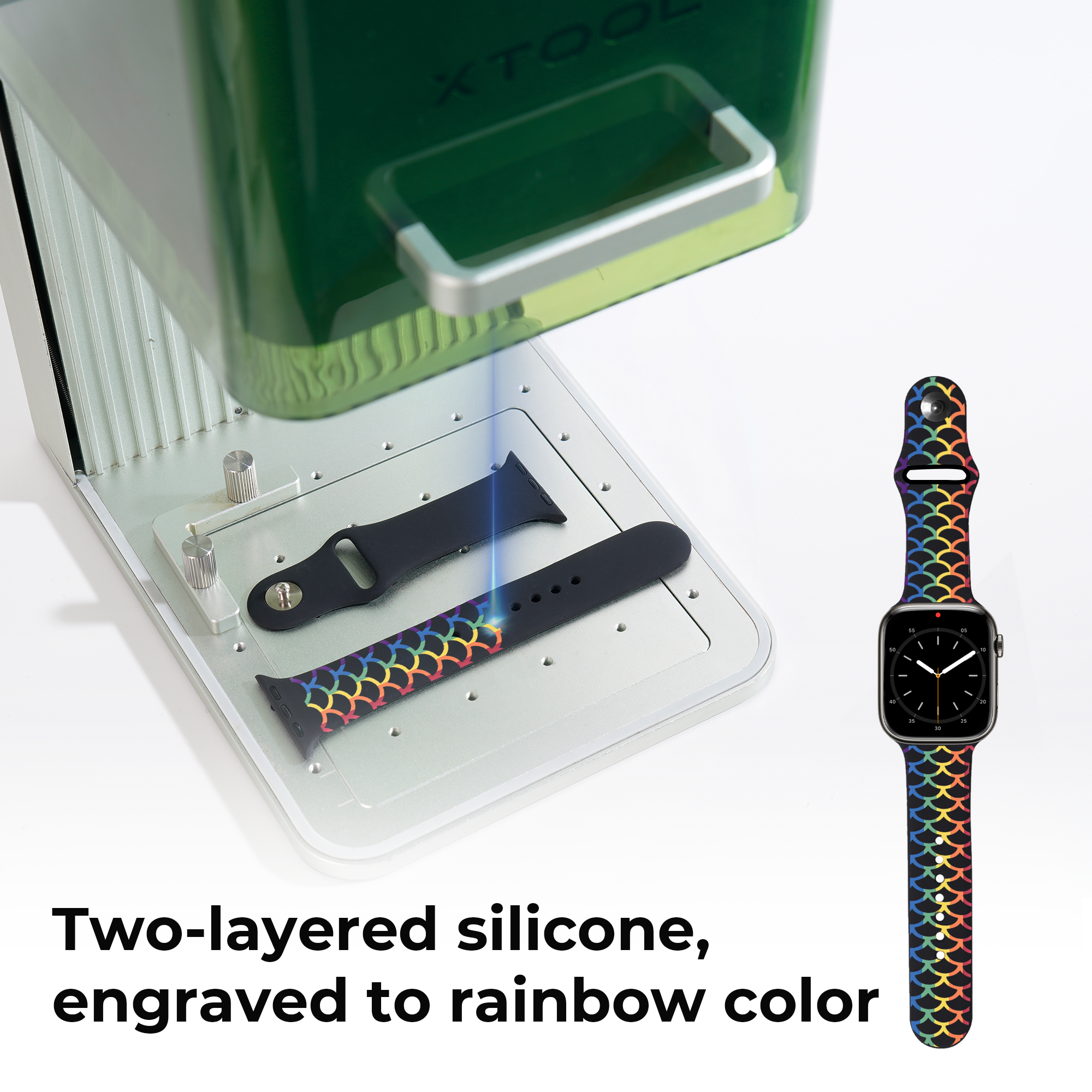 Silicone Apple Watch Bands with Laserable Rainbow Filling (neo)