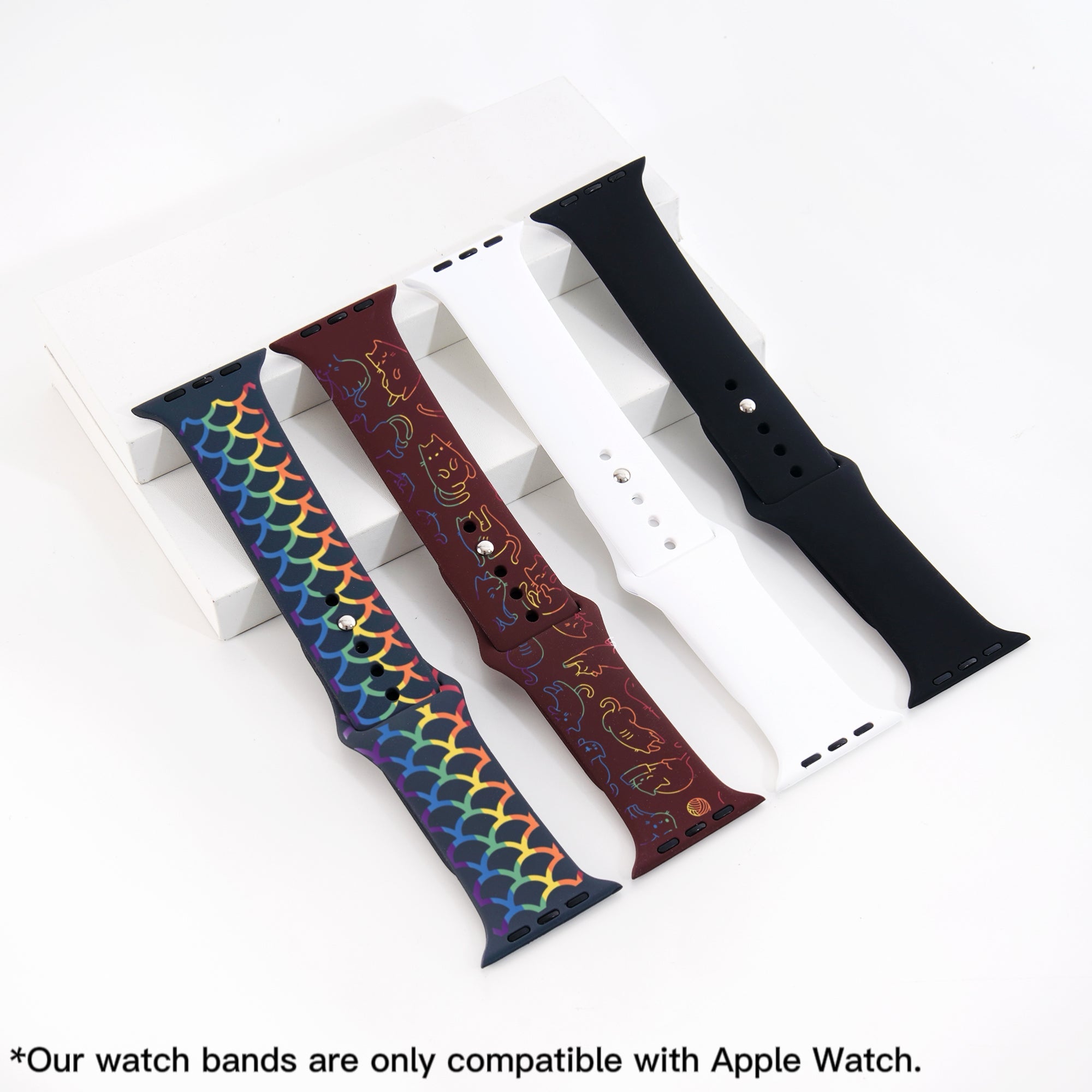 Silicone Apple Watch Bands with Laserable Rainbow Filling (classic)
