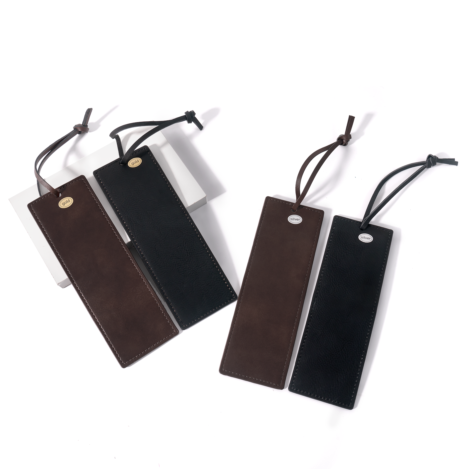 Laserable PU Patch Bookmarks Black&Brown (4pcs)