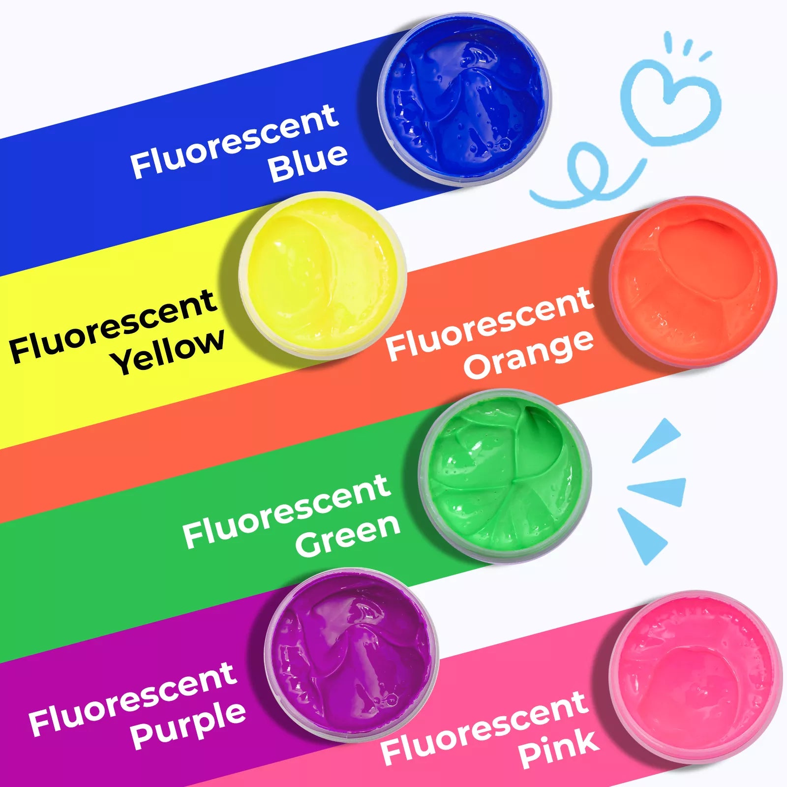 Fluorescent Color Screen Printing Ink Set (6 Colors)