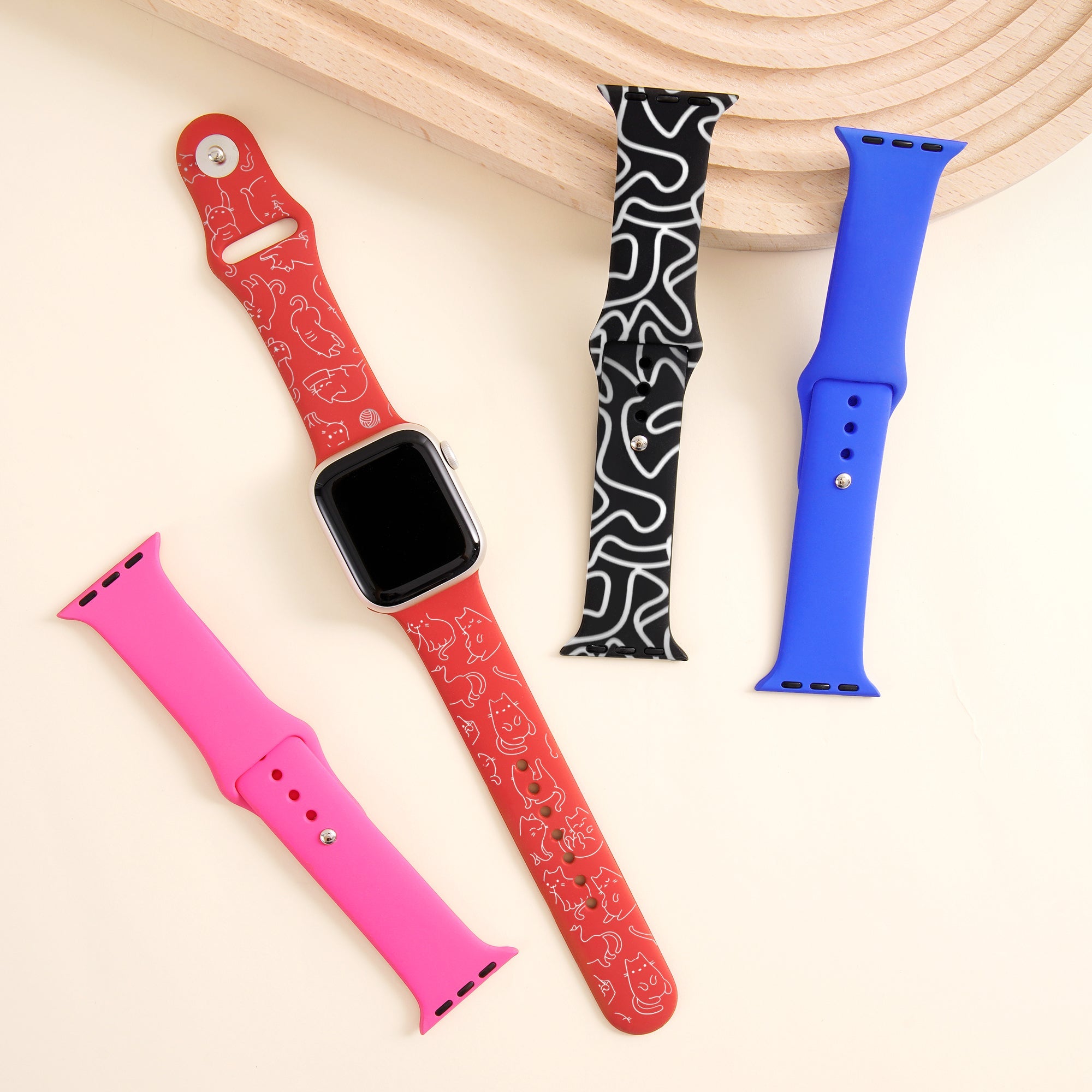 Silicone Apple Watch Bands with Laserable White Filling