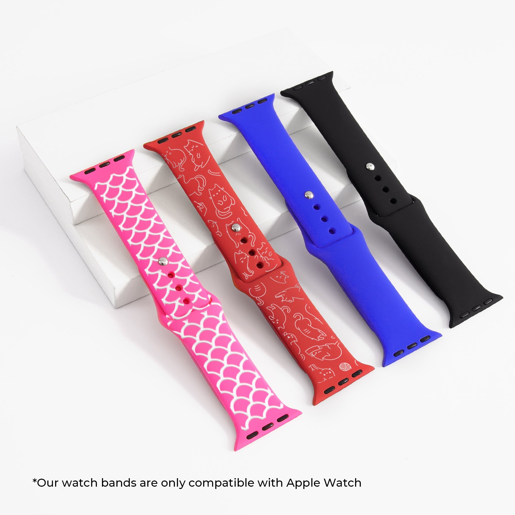 Silicone Apple Watch Bands with Laserable White Filling
