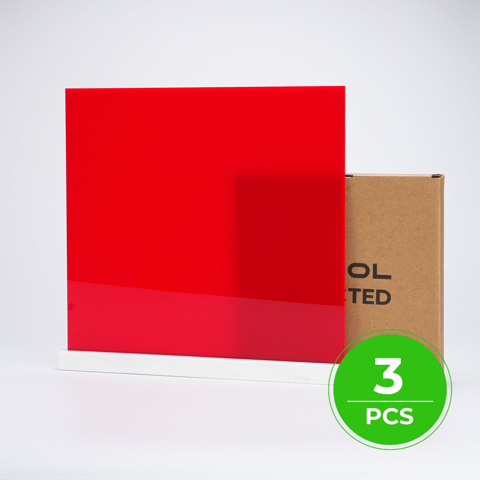 3mm Red Opaque Glossy Acrylic Sheet (3pcs)