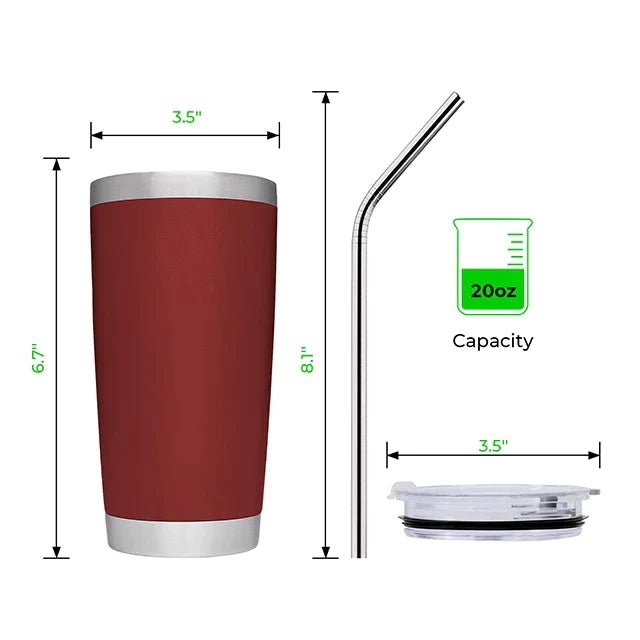 Brick Red Stainless Steel Tumbler kit (20oz)