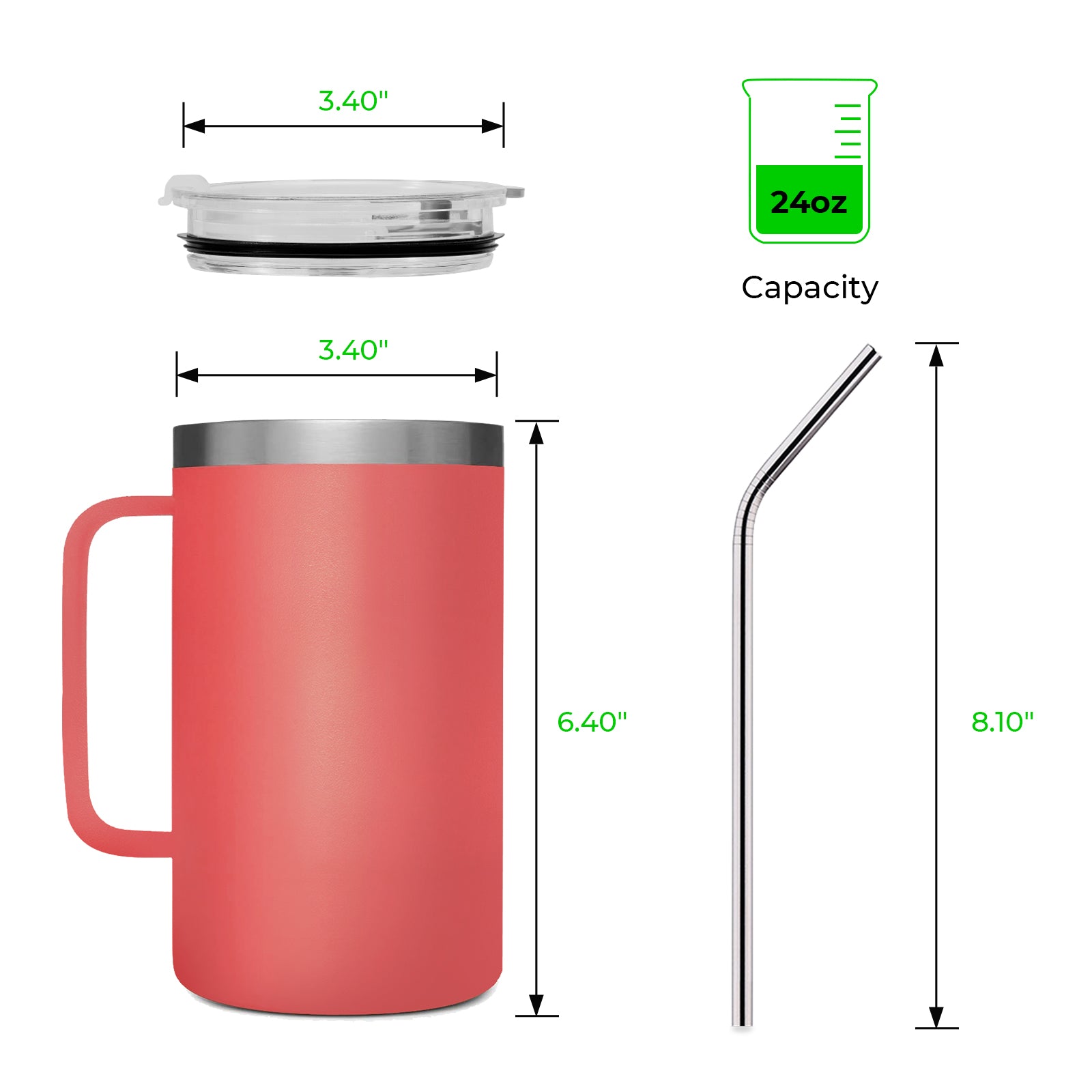 Stainless Steel Tumbler with Handle (24oz)