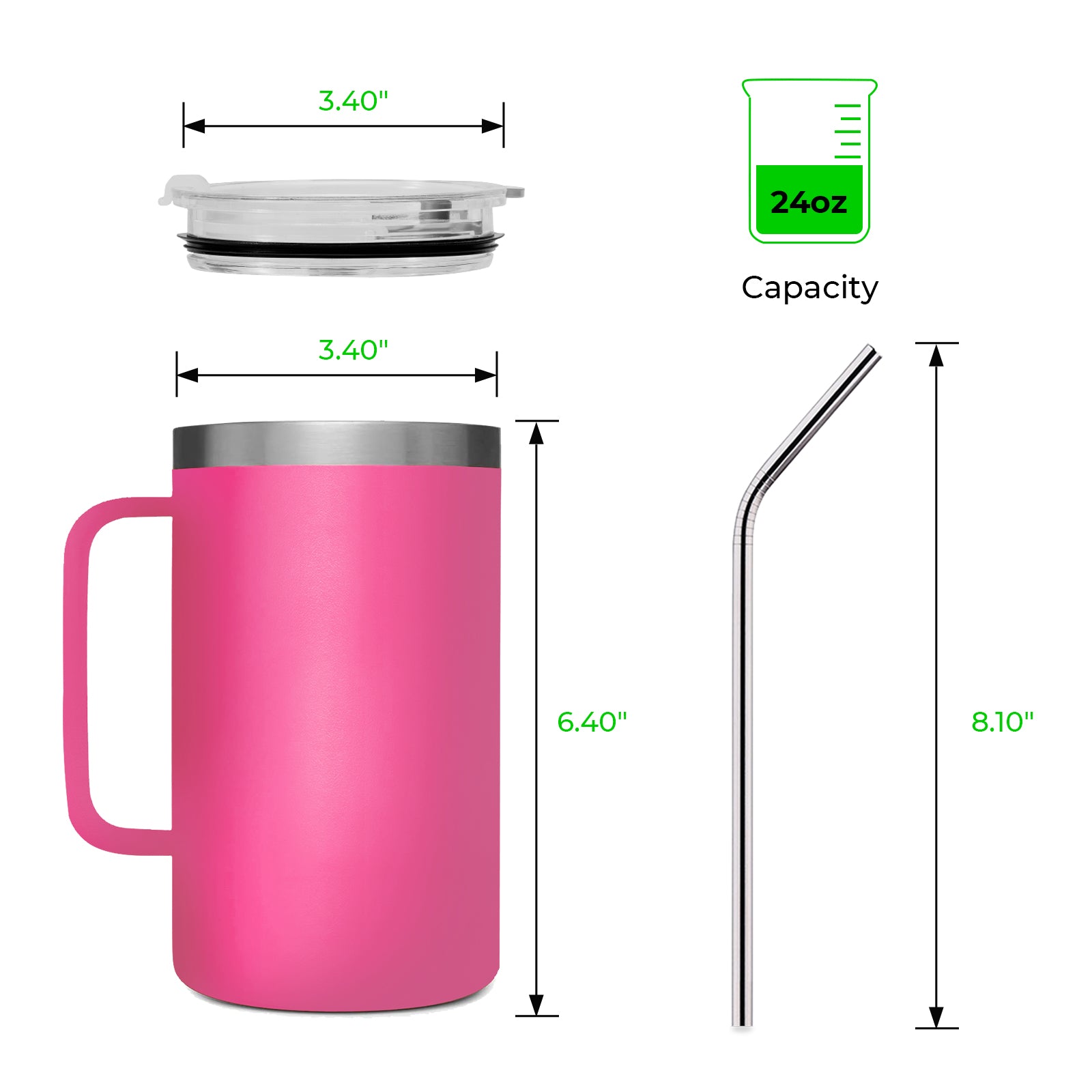 Stainless Steel Tumbler with Handle (24oz)