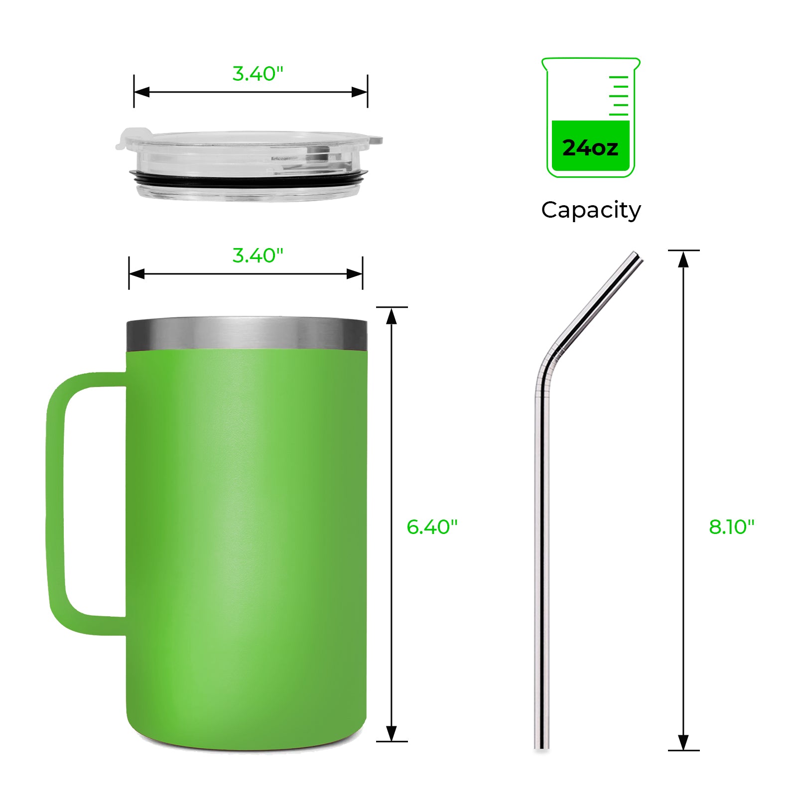 Stainless Steel Tumbler with Handle (24oz)